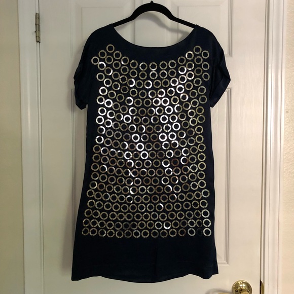 French Connection Shift Dress with Gold Sequins - Picture 1 of 5